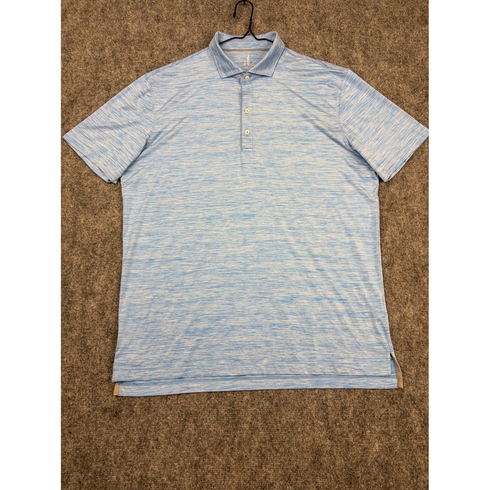 Johnnie-O Featherweight Polo Shirt Mens Large Blue Heathered Space Dye UPF 50